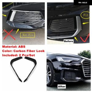 アウディ フロントリア フォグライト ランプ アイブロウ 装飾 ストライプカバー トリム A6 C8 2019-2023 カーアクセサリー - Carbon Fiber Look