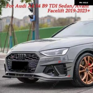 アウディ フロントバンパー スポイラー スプリッター トリム ブレード A4 S4 B9 TDI セダン/アバント フェイスリフト 2019-2023+ フォグランプ インテーク - Gloss Black