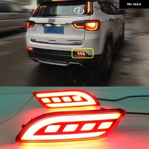 ジープ 2個 コンパス 2017 2018 2019 LED リアバンパー リフレクター ランプ ドライビングライト とブレーキライト - model　b