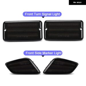 ジープ 4個 車 LED フェンダーサイド マーカーライト バンパー アンバー LED ウィンカーランプ キット ラングラー TJ 1997-2006 - smoked　lens