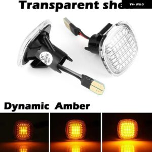 アウディ 2個 A3/8L A4/8D A4/S4 クリアレンズ スモークレンズ LED サイドマーカーランプダイナミック アンバー ウィンカーライト - Dynamic Clear Lens