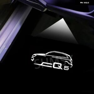 アウディ 2個 LEDドアゴーストシャドウウェルカムライトロゴプロジェクターランプアクセサリー Q5 2010-2018-24 - Q5