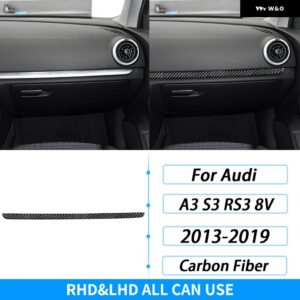 アウディ A3 S3 RS3 8V 2013-2019 カーボン副パイロット ダッシュボード グローブ ボックス ハンドル トリム ストリップセット インテリア アクセサリー - LHD and RHD
