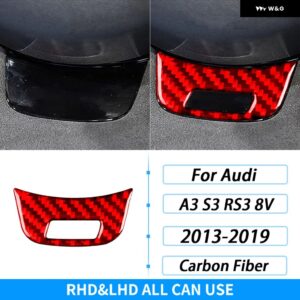 アウディ A3 S3 RS3 8V 2013-2019 カーボン ステアリングホイール あご パネル カバー 装飾カー インテリア アクセサリー ステッカー - Red Carbon Fiber B