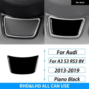 アウディ A3 S3 RS3 8V 2013-2019 カーボン ステアリングホイール あご パネル カバー 装飾カー インテリア アクセサリー ステッカー - Piano Black A