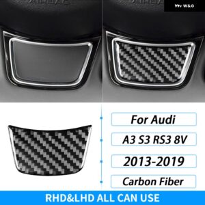 アウディ A3 S3 RS3 8V 2013-2019 カーボン ステアリングホイール あご パネル カバー 装飾カー インテリア アクセサリー ステッカー - Black Carbon Fiber A