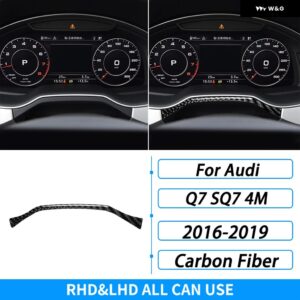 アウディ Q7 SQ7 4メートル 2016-2019 アクセサリーカーボン ダッシュボードスピード メーター パネル トリム ストリップ車内装飾 ステッカー - Black Carbon Fiber