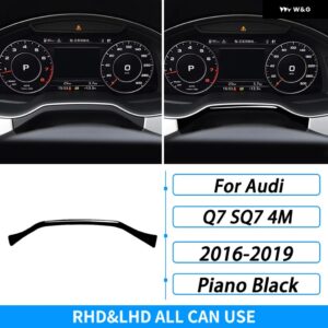アウディ Q7 SQ7 4メートル 2016-2019 アクセサリーカーボン ダッシュボードスピード メーター パネル トリム ストリップ車内装飾 ステッカー - Piano Black