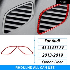 アウディ A3 S3 RS3 8V 2013-2019 カーボン ダッシュボード デフォッガー エアベント アウトレット カバー カー インテリア アクセサリー ステッカー - red carbon fiber