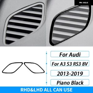アウディ A3 S3 RS3 8V 2013-2019 カーボン ダッシュボード デフォッガー エアベント アウトレット カバー カー インテリア アクセサリー ステッカー - Piano Black