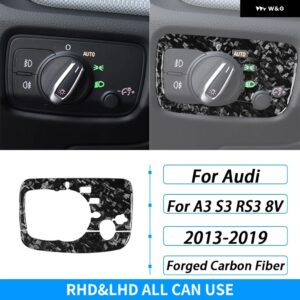 アウディ A3 S3 RS3 8V 2013-2019 カーボン ヘッドライト スイッチ コントロール パネル カバー トリム カー インテリア アクセサリー ステッカー - Forged Carbon Fiber
