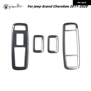 ジープ カーアクセサリー プラスチック カーボングレインオーバーレイカバー トリム 2 グランド チェロキー ラレド限定 2014-2018 アクセサリー ABS - window　buttons