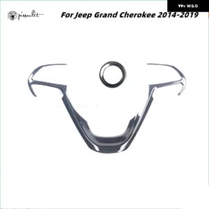 ジープ カーアクセサリー プラスチック カーボングレインオーバーレイカバー トリム 2 グランド チェロキー ラレド限定 2014-2018 アクセサリー ABS - steering　wheel　set
