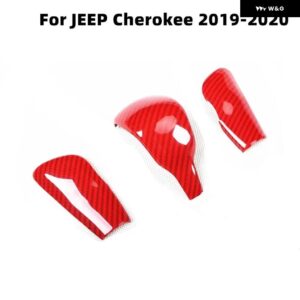 ジープ チェロキー 2019-2021 アクセサリーカーボン スタイル 室内装飾パートナーカバー ギア ステッカー ABS - red