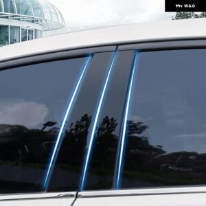 ジープ カーボン/ BC コラム ステッカー レネゲード 2015-2020 ポリッシュピラー ポストウィンドウ トリム カバー 8個 - bright　black