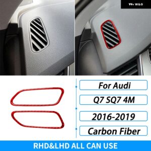 アウディ Q7 SQ7 4メートル 2016-2019 アクセサリーカーボン ダッシュボード 空調 アウトレット ベント トリム カバー 車内 ステッカー - red carbon fiber