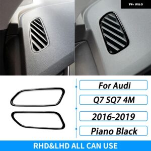 アウディ Q7 SQ7 4メートル 2016-2019 アクセサリーカーボン ダッシュボード 空調 アウトレット ベント トリム カバー 車内 ステッカー - Piano Black