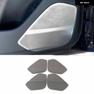 アウディ Q8 2019-2022 インテリア スピーカー カバー オーディオドア スピーカー READLING ランプホーン A B ピラー サウンド スピーカー 装飾カバー - 4 door silver