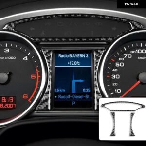 アウディ Q7 4L 2007-2015 カーボン スピードメーター 計器 パネル 装飾ストリップ車内装飾アクセサリー ステッカー - black