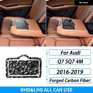 アウディ Q7 SQ7 4メートル 2016-2019 アクセサリーカーボンリアウォーターカップ ホルダー パネル トリム カバー 車内装飾 ステッカー - Forged Carbon Fiber
