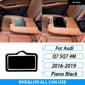 アウディ Q7 SQ7 4メートル 2016-2019 アクセサリーカーボンリアウォーターカップ ホルダー パネル トリム カバー 車内装飾 ステッカー - Piano Black