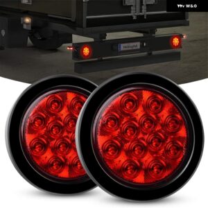 ジープ 2個 4インチ ラウンドレッドLED テールライト トラック トレーラー RV 表面実装グロメットプラグ付き IP67 車止めブレーキターン テールライト - infrared　cover