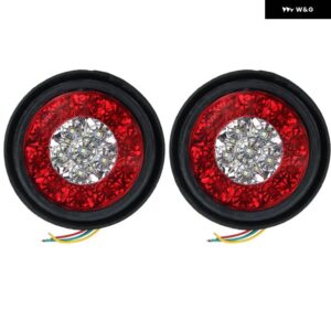 ジープ 2個 4インチ ラウンドレッドLED テールライト トラック トレーラー RV 表面実装グロメットプラグ付き IP67 車止めブレーキターン テールライト - r
