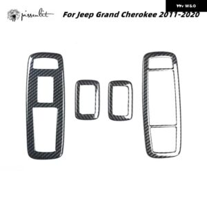 ジープ カーボングレイン車窓スイッチ パネル カバー トリム 2014-2019 グランド チェロキー 2015-17 限定 WK2 オーバーランド 2018 - black