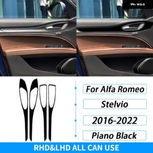 アルファロメオ STELVIO 2016-2022 ピアノブラックエア アウトレット ウィンドウリフトドアハンドル 収納 ボックスセットカー インテリア アクセサリー - 6