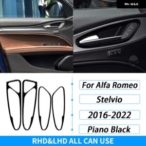 アルファロメオ STELVIO 2016-2022 ピアノブラックエア アウトレット ウィンドウリフトドアハンドル 収納 ボックスセットカー インテリア アクセサリー - 1