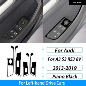 アウディ A3 S3 RS3 8V 2013-2019 カーボンウィンドウリフトスイッチ コントロール パネル カバー トリム カー インテリア アクセサリー ステッカー - Piano Black4