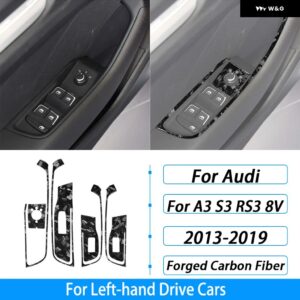 アウディ A3 S3 RS3 8V 2013-2019 カーボンウィンドウリフトスイッチ コントロール パネル カバー トリム カー インテリア アクセサリー ステッカー - Forged Carbon Fiber