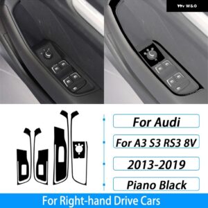 アウディ A3 S3 RS3 8V 2013-2019 カーボンウィンドウリフトスイッチ コントロール パネル カバー トリム カー インテリア アクセサリー ステッカー - Piano Black