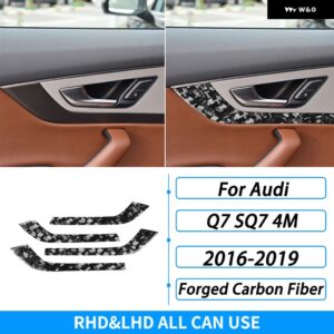 アウディ Q7 SQ7 4メートル 2016-2019 アクセサリー カーボンインナー ドアハンドル フレーム パネル トリム カバー 車内 装飾 ステッカー - Forged Carbon Fiber