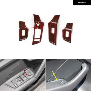 アウディ A3 8V 2014-20 プラスチック 木目調 装飾 アクセサリー インテリア ドア トリム ステッカー - B Power windows