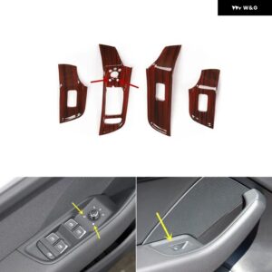 アウディ A3 8V 2014-20 プラスチック 木目調 装飾 アクセサリー インテリア ドア トリム ステッカー - C Power windows