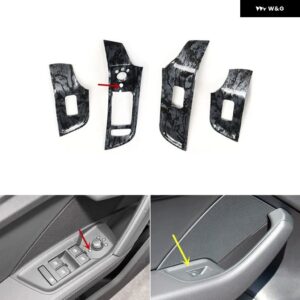 アウディ A3 8V 2014-20 ブラック プラスチック 木目調 装飾 アクセサリー インテリア トリム ステッカー - B Power windows