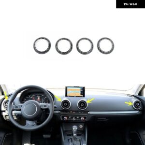 アウディ A3 8V 2014-20 ブラック プラスチック 木目調 装飾 アクセサリー インテリア トリム ステッカー - front air vents