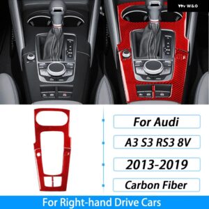 アウディ A3 S3 RS3 8V 2013-2019 カーボン ギア シフト ウォーター カップ ホルダー パネル カバー インテリア アクセサリー ステッカー - Red Carbon Fiber3