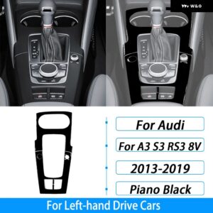 アウディ A3 S3 RS3 8V 2013-2019 カーボン ギア シフト ウォーター カップ ホルダー パネル カバー インテリア アクセサリー ステッカー - Piano Black