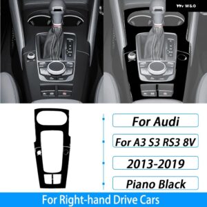 アウディ A3 S3 RS3 8V 2013-2019 カーボン ギア シフト ウォーター カップ ホルダー パネル カバー インテリア アクセサリー ステッカー - Piano Black4