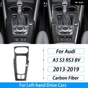 アウディ A3 S3 RS3 8V 2013-2019 カーボン ギア シフト ウォーター カップ ホルダー パネル カバー インテリア アクセサリー ステッカー - Black Carbon Fiber