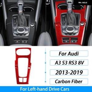 アウディ A3 S3 RS3 8V 2013-2019 カーボン ギア シフト ウォーター カップ ホルダー パネル カバー インテリア アクセサリー ステッカー - red carbon fiber