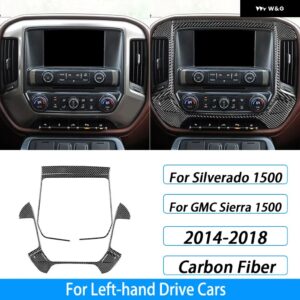 シボレー シルバラード GMC シエラ 2014-2018 カーボンセンター コンソール サラウンド パネル カバー トリム カーアクセサリー ス - Black Carbon Fiber