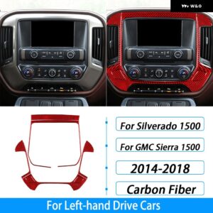 シボレー シルバラード GMC シエラ 2014-2018 カーボンセンター コンソール サラウンド パネル カバー トリム カーアクセサリー ス - red carbon fiber