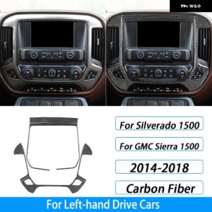 シボレー シルバラード GMC シエラ 2014-2018 カーボン中央 制御 サラウンド パネル トリム カバー カーアクセサリー ステッカー - Black Carbon Fiber