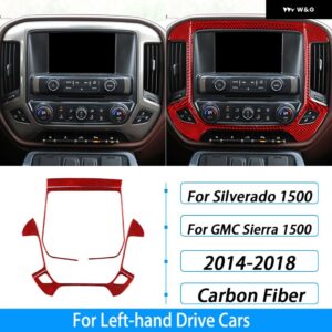 シボレー シルバラード GMC シエラ 2014-2018 カーボン中央 制御 サラウンド パネル トリム カバー カーアクセサリー ステッカー - red carbon fiber