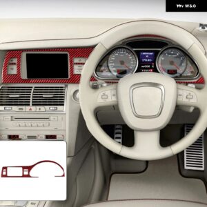 アウディ Q7 4L 2007-2015 カーボンスピード メーター インパネ 装飾 カバー 車内 装飾 アクセサリー ステッカー - Red RHD
