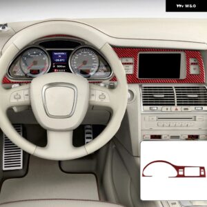 アウディ Q7 4L 2007-2015 カーボンスピード メーター インパネ 装飾 カバー 車内 装飾 アクセサリー ステッカー - Red LHD