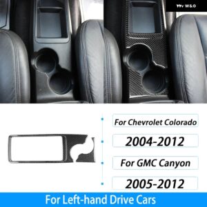 シボレー コロラド GMC キャニオン 2004-2012 カーボンセンター コンソール ウォーターカップ ホルダー パネル カバー カーアクセサ - Black Carbon Fiber